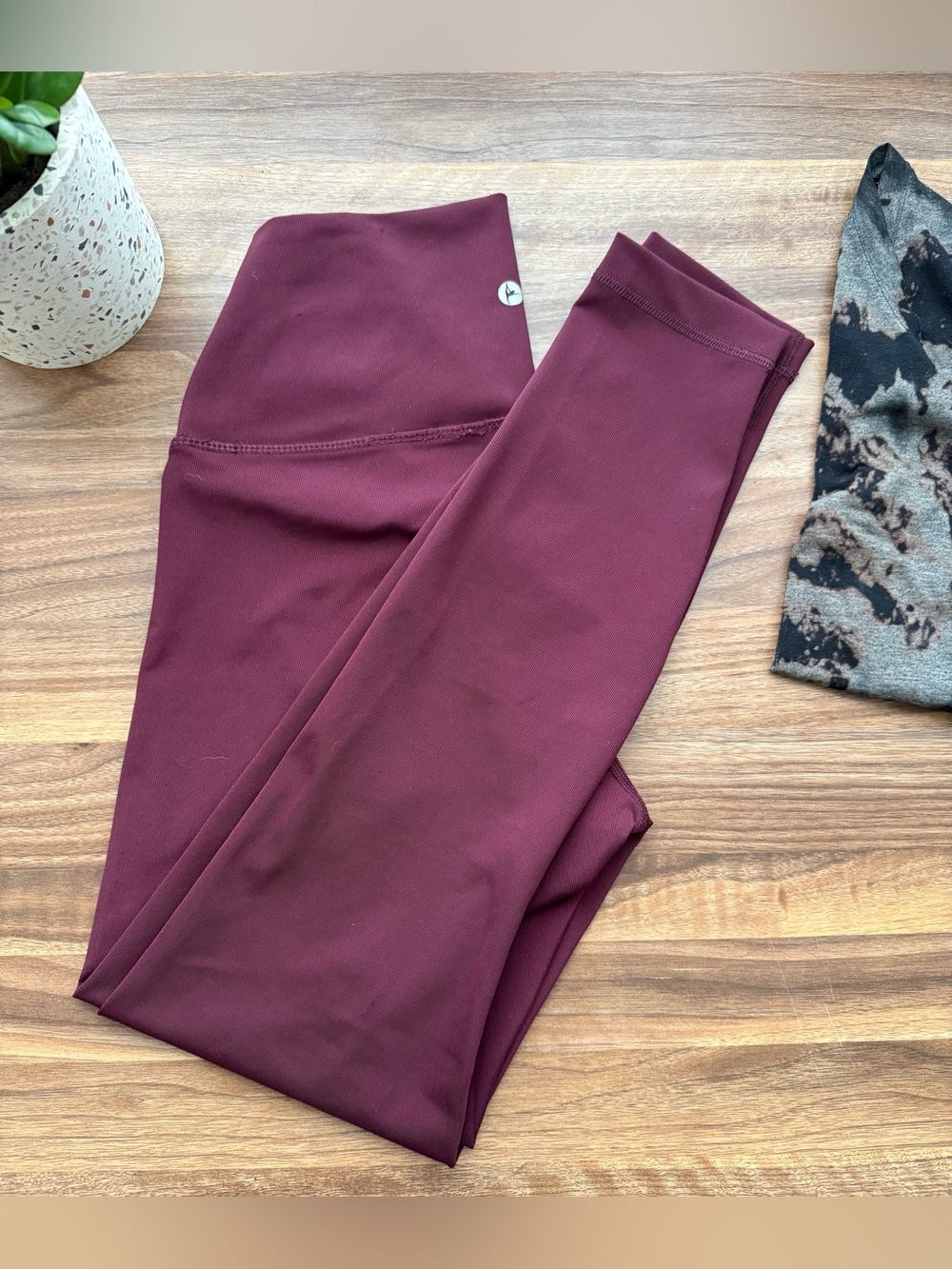 90 Degree by Reflex Burgundy Purple High-Rise 7/8 Leggings